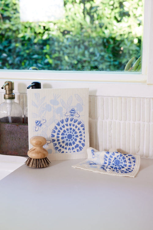 Bloom in Blue Swedish Dishcloth