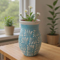 Blue Talavera Vase | Hand-Painted Mexican Pottery