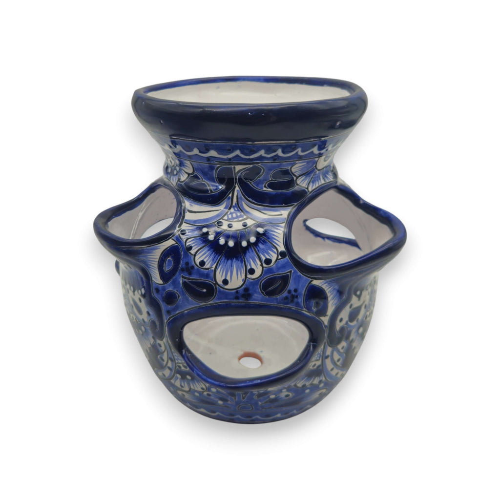 Blue & White Talavera Strawberry Planter | Handmade Mexican Pot