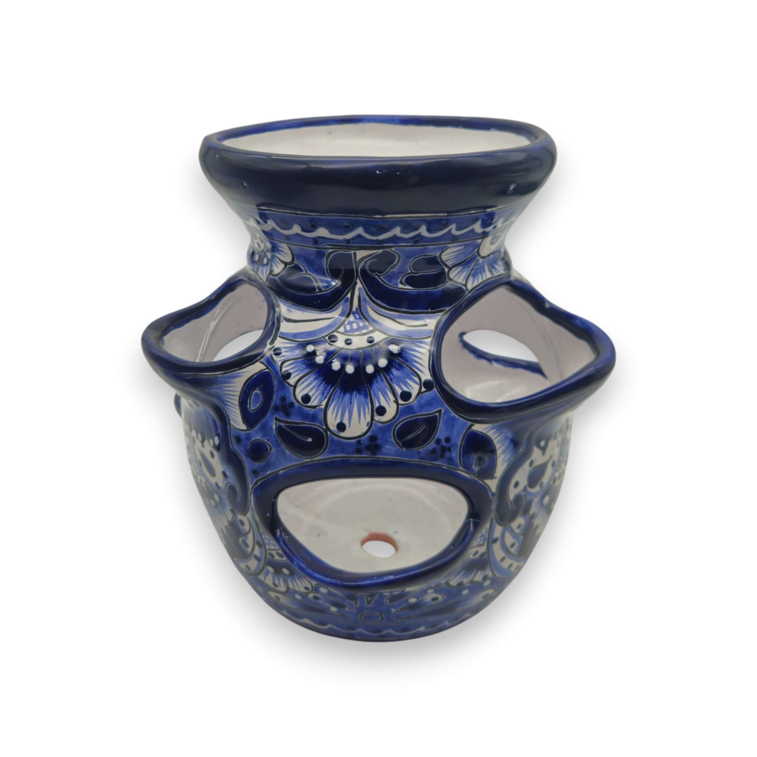Blue & White Talavera Strawberry Planter | Handmade Mexican Pot