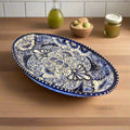 Talavera Oval Serving Platter | Blue & White Mexican Kitchenware