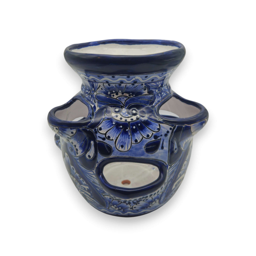 Blue & White Talavera Strawberry Planter | Handmade Mexican Pot