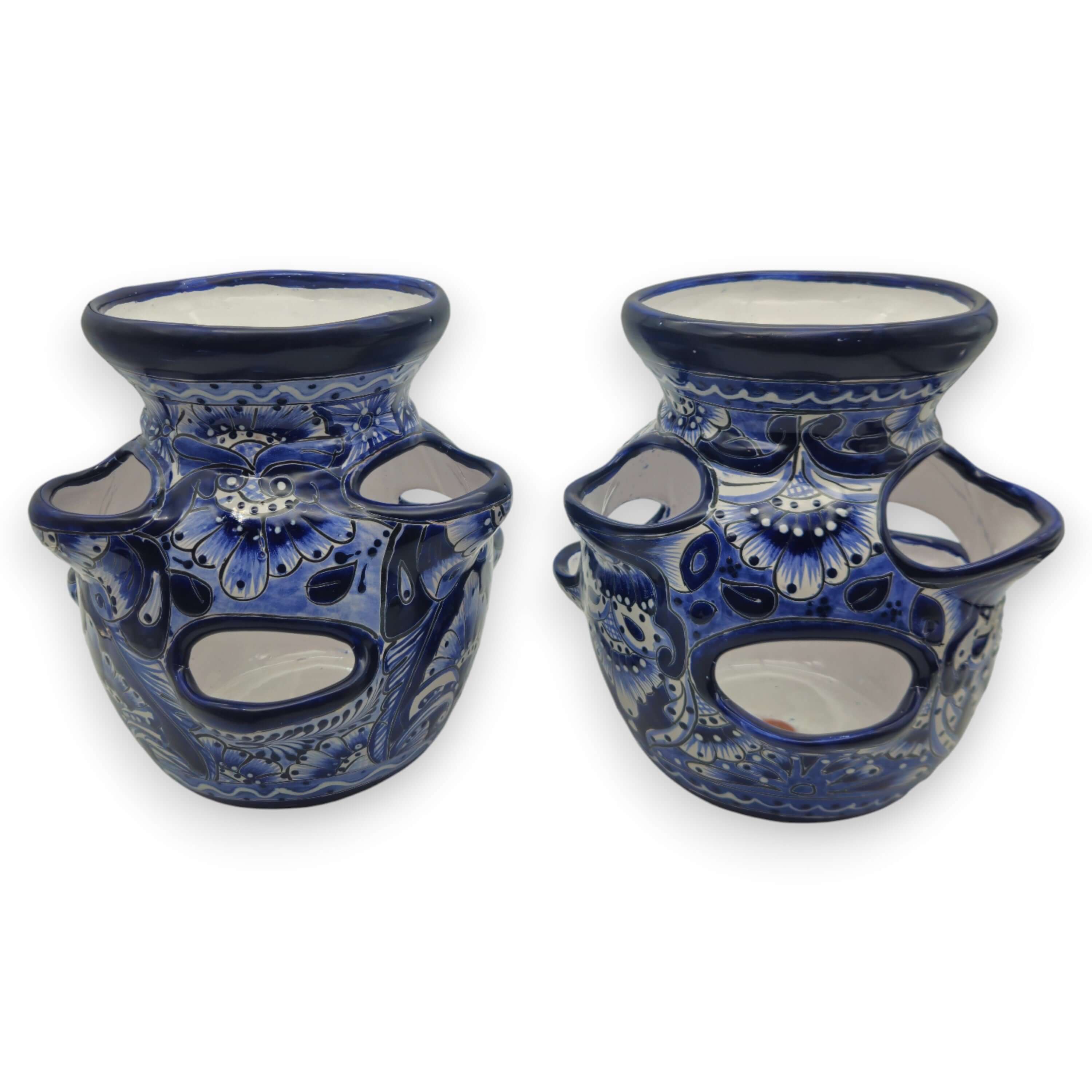 Blue & White Talavera Strawberry Planter | Handmade Mexican Pot