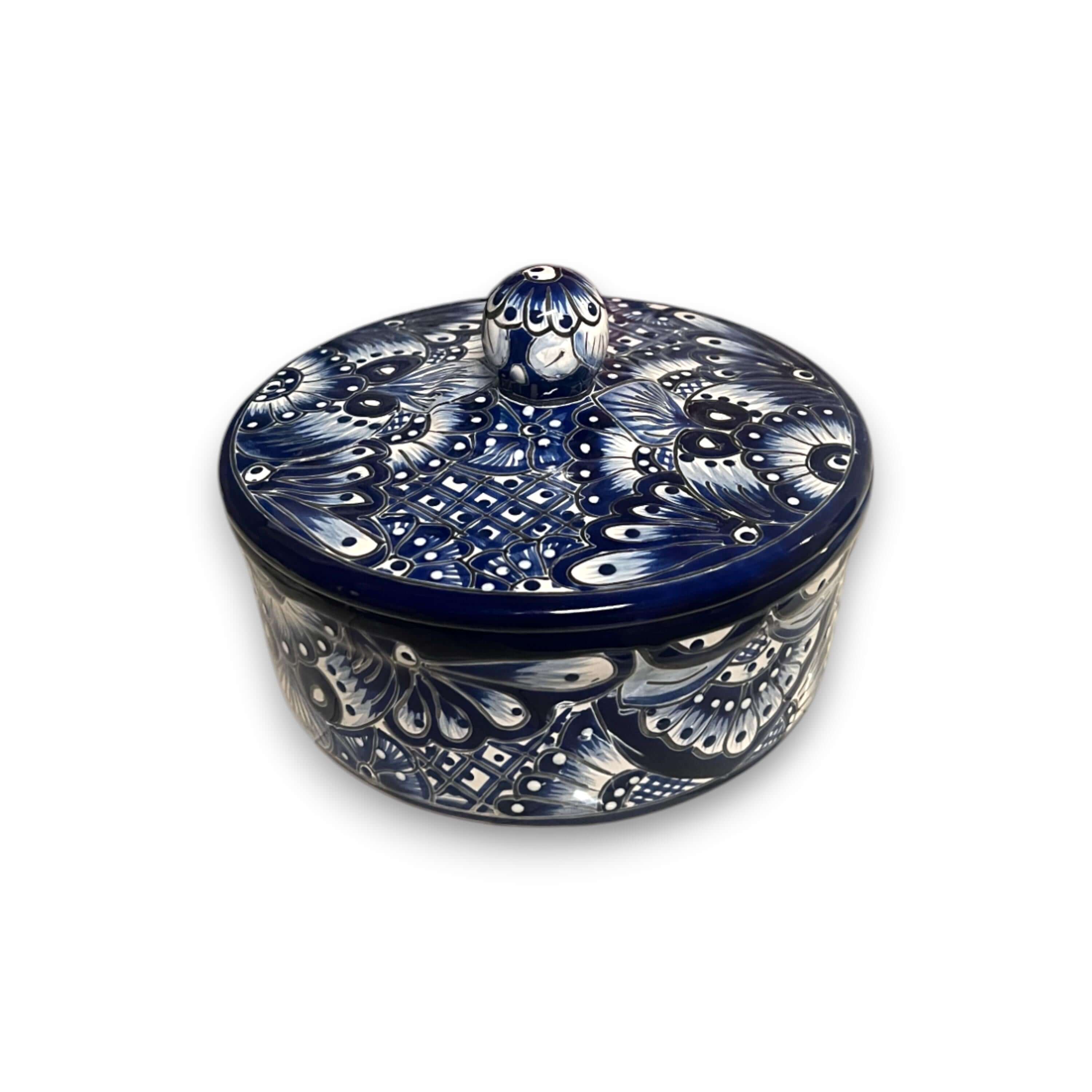Blue & White Talavera Tortilla Warmer | Handmade Mexican Kitchenware