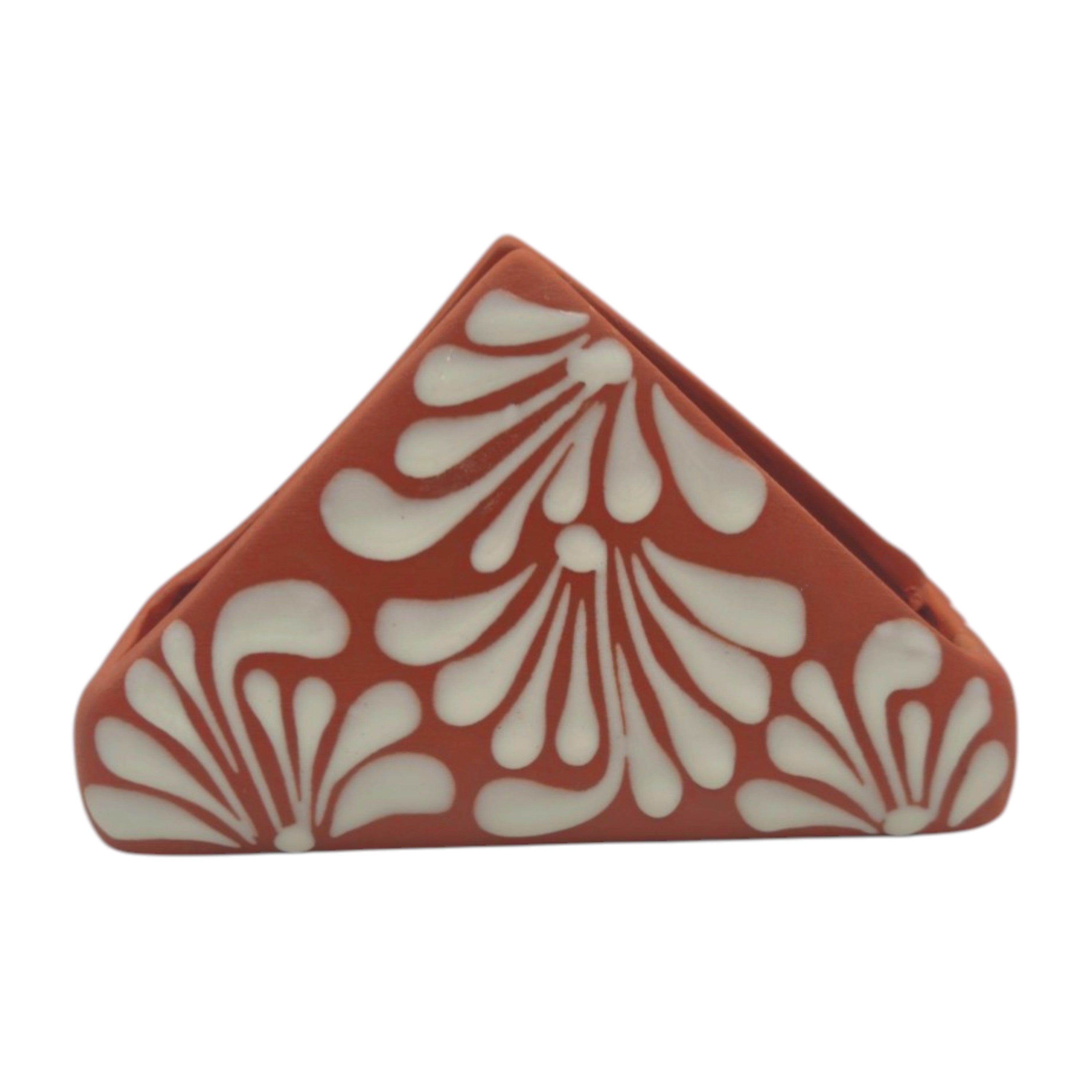 Brown & White Talavera Napkin Holder | Hand-Painted Mexican Decor