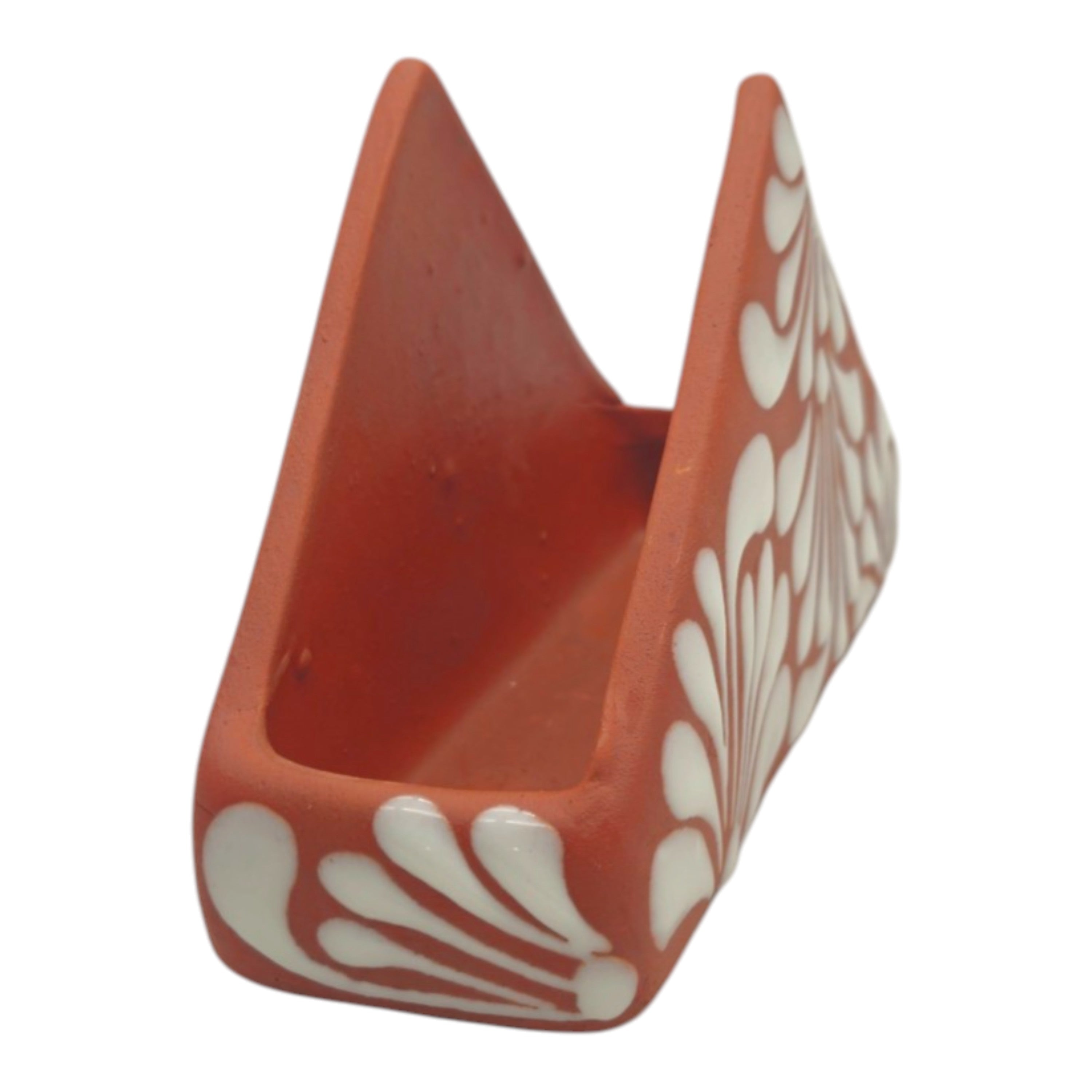 Brown & White Talavera Napkin Holder | Hand-Painted Mexican Decor