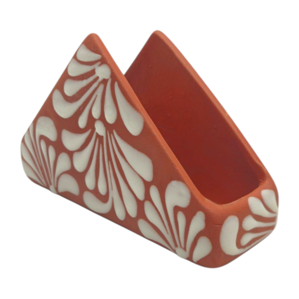 Brown & White Talavera Napkin Holder | Hand-Painted Mexican Decor
