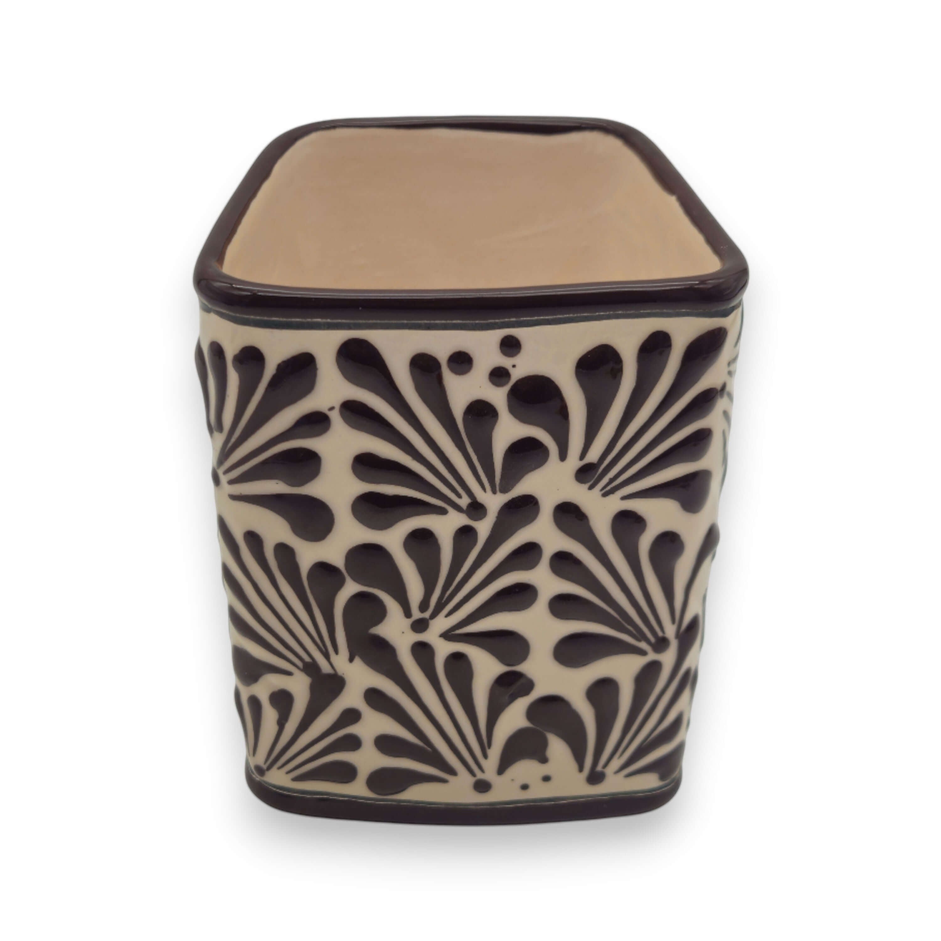 Brown & White Talavera Purse Planter | Handmade Pot