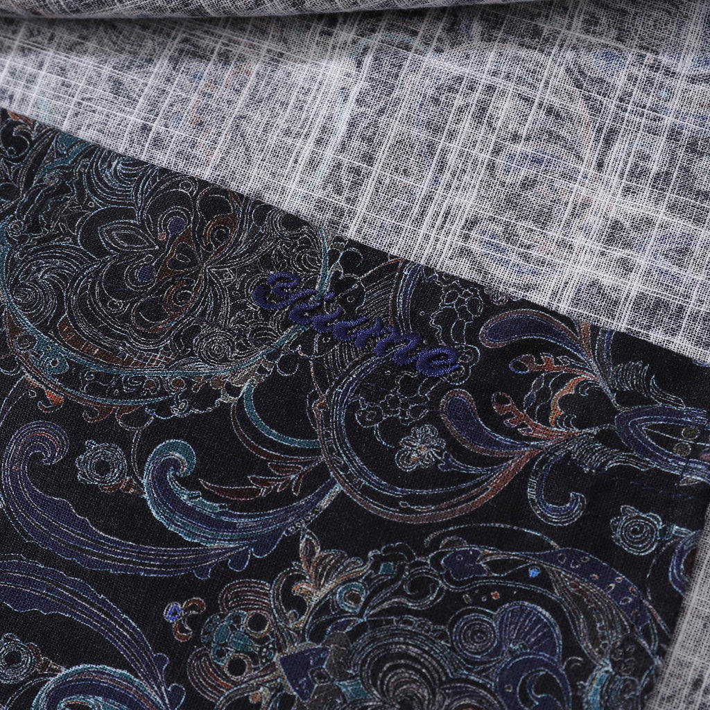 Men's Hawaiian Shirt Symmetrical Aesthetics Cotton Button-down Long Sleeve Aloha Shirt By Cigar