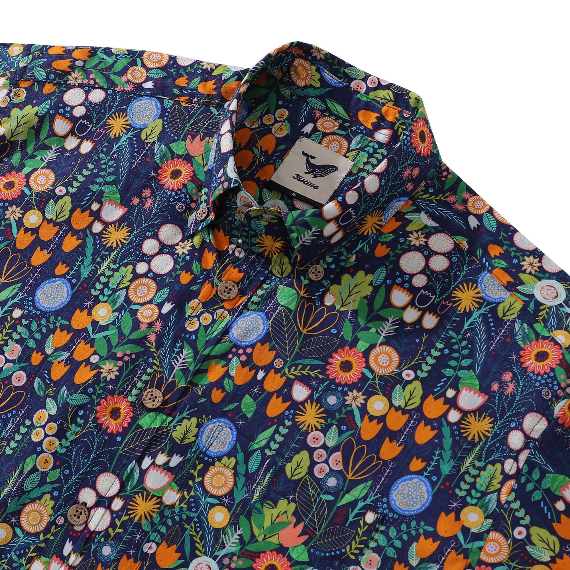 Floral Hawaiian Shirt For Men Button-down Short Sleeve 100% Cotton Shirt By Rachel Parker