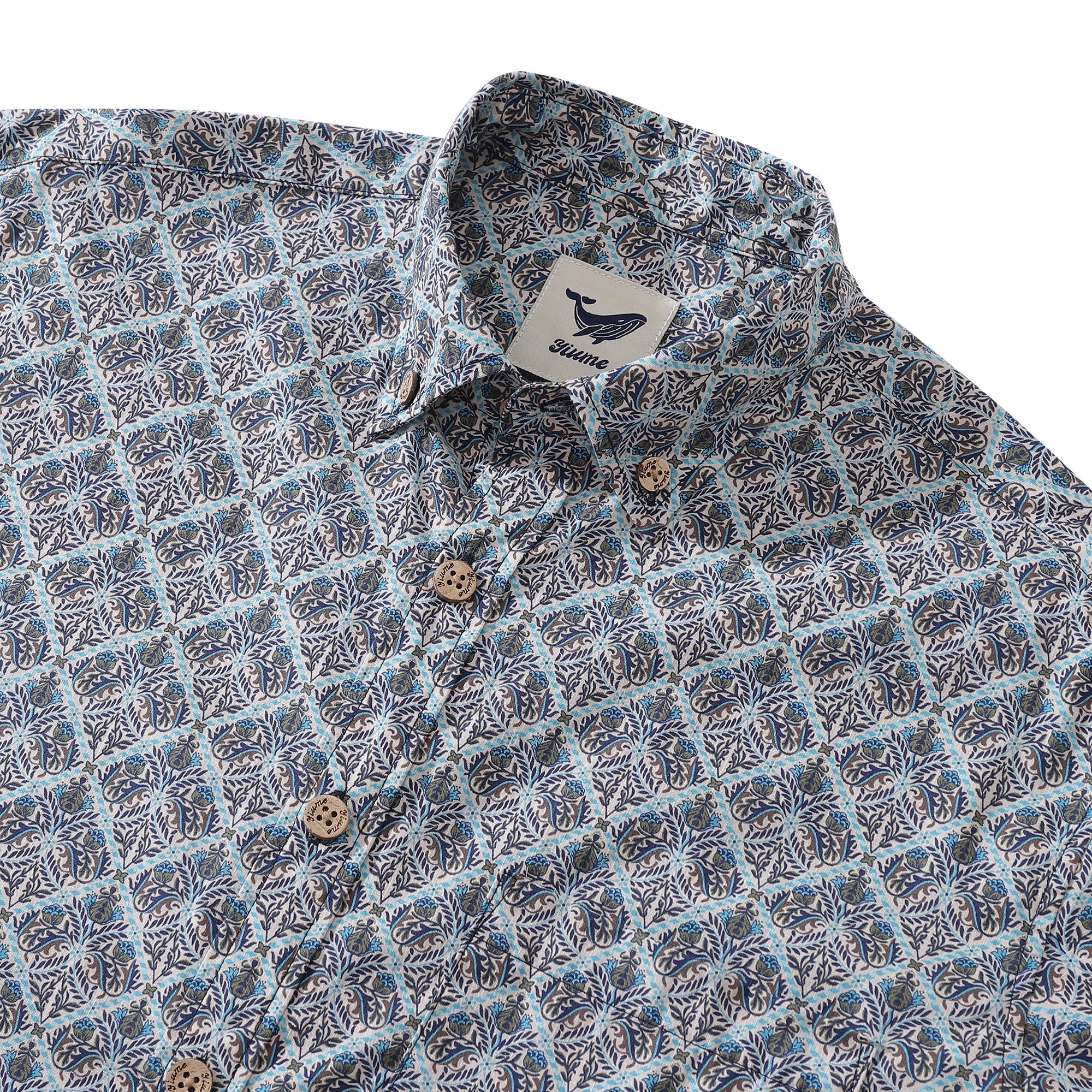 Men's Hawaiian Shirt Blooming Beauty Cotton Button-down Long Sleeve Aloha Shirt By Amy