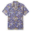 Hawaiian Shirt For Men Azure Garden Print Shirt Camp Collar 100% Cotton By Cigar