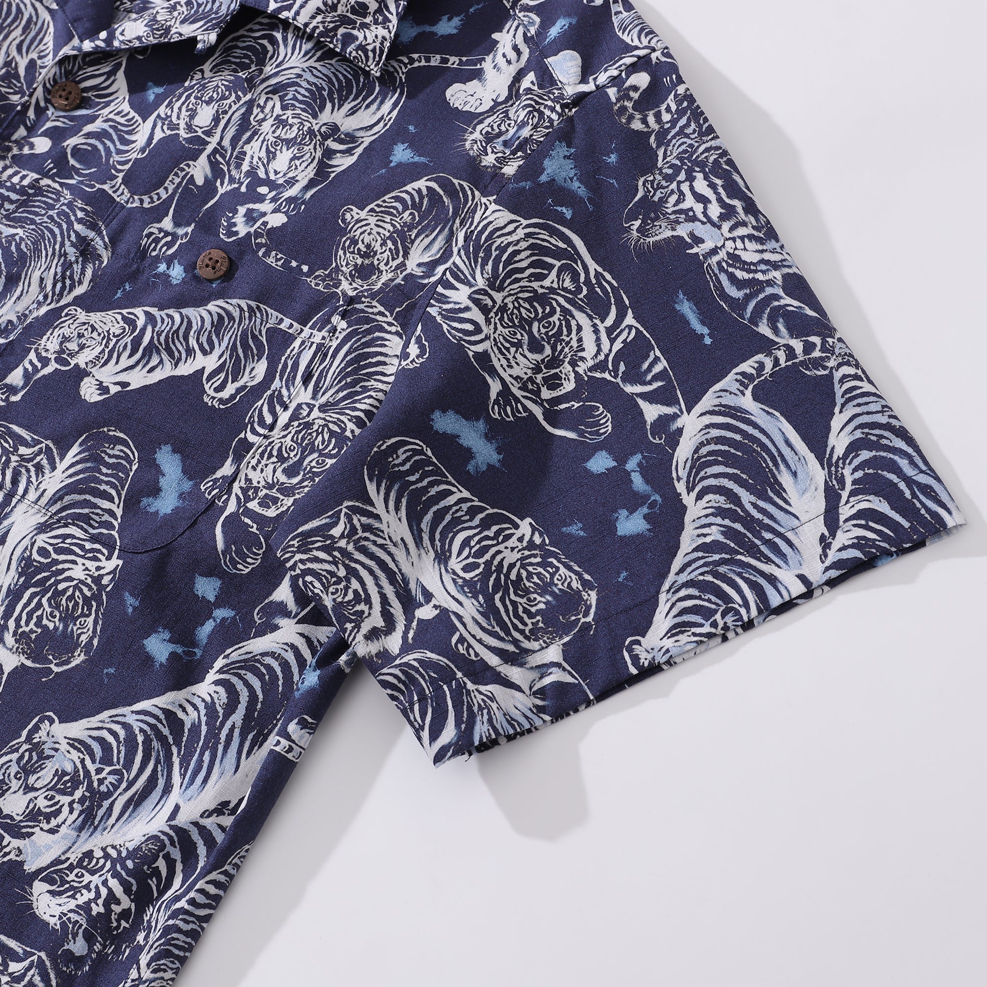 Hawaiian Shirt For Men Tiger King Contest Print Shirt Camp Collar 100% Cotton By Sherry