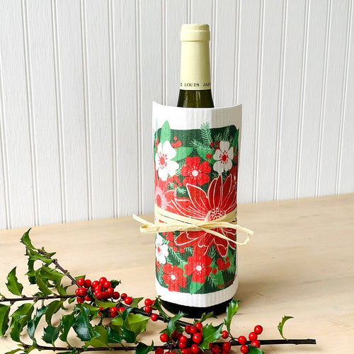 Christmas Flowers Poinsettia Swedish Dishcloth