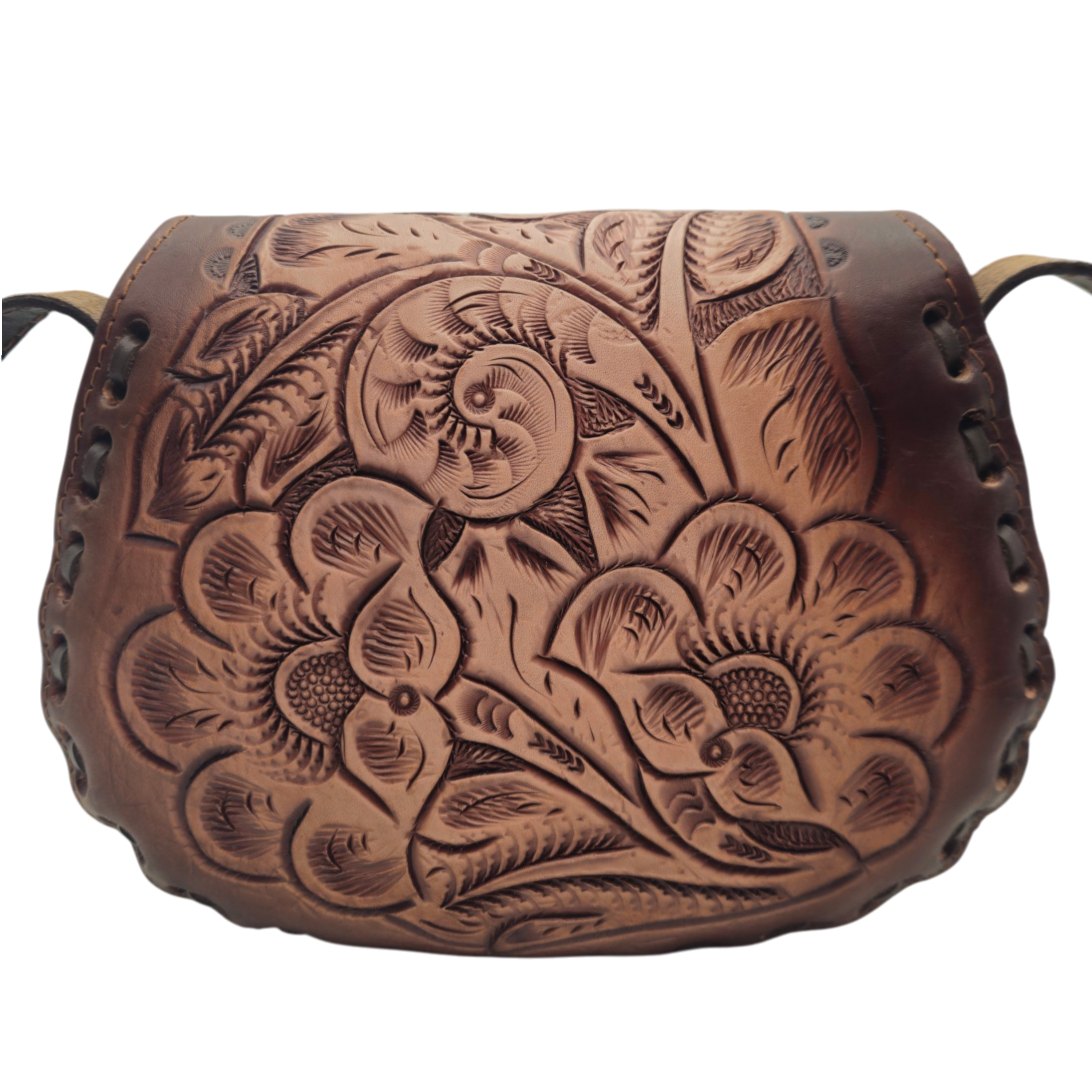Cincelada Floral Leather Crossbody | Hand Tooled Saddle Purse