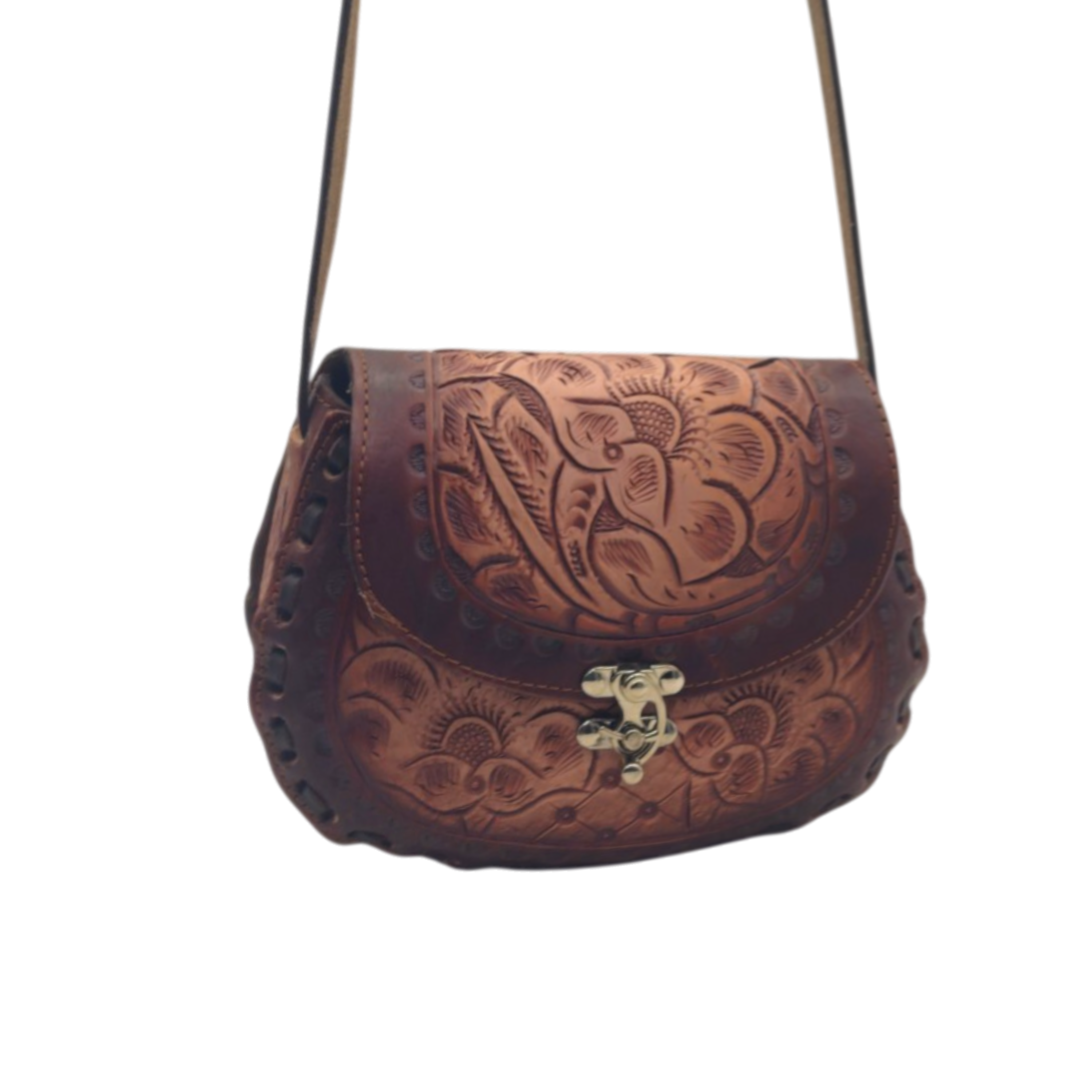 Cincelada Floral Leather Crossbody | Hand Tooled Saddle Purse