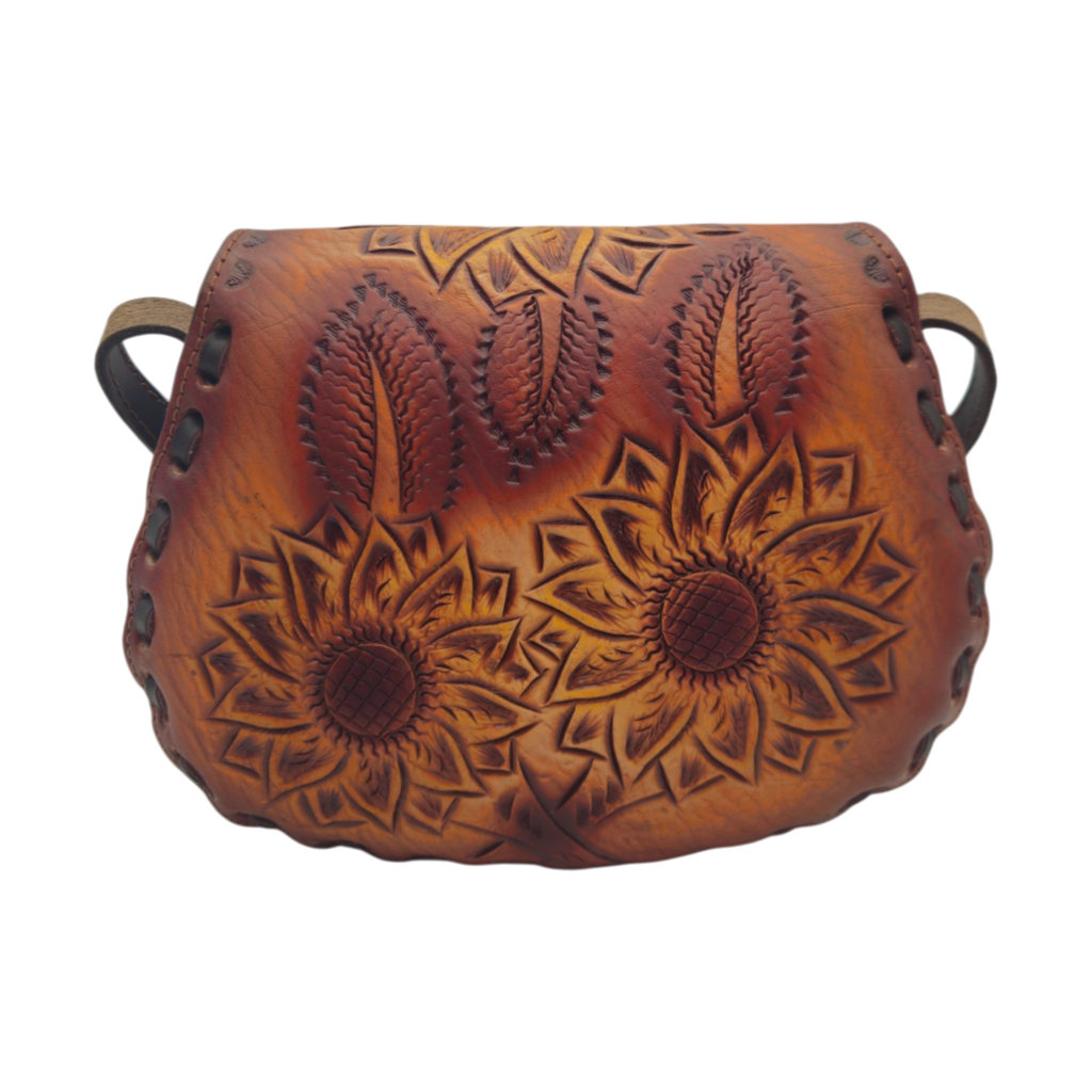 Cincelada Floral Leather Crossbody | Hand Tooled Saddle Purse