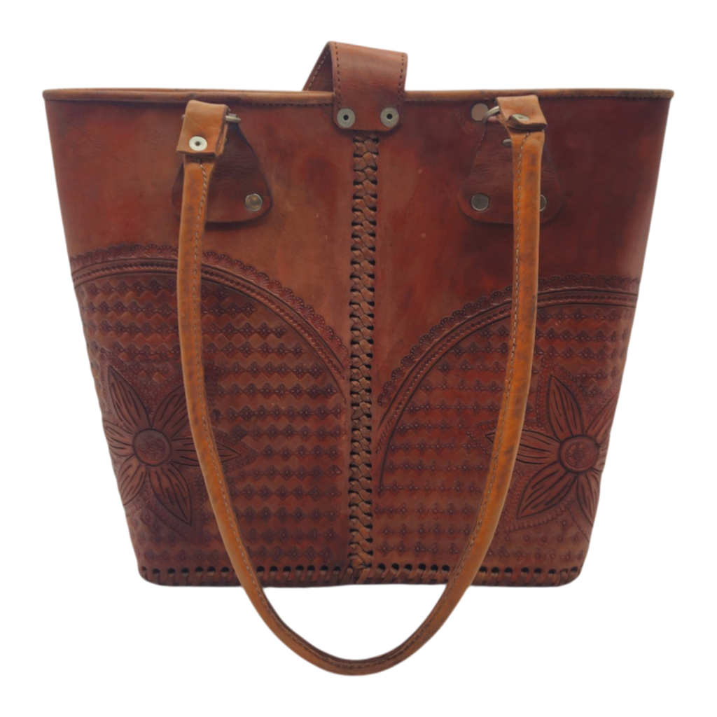 Cincelada Leather Tote | Hand Tooled Mexican Butterfly Bag