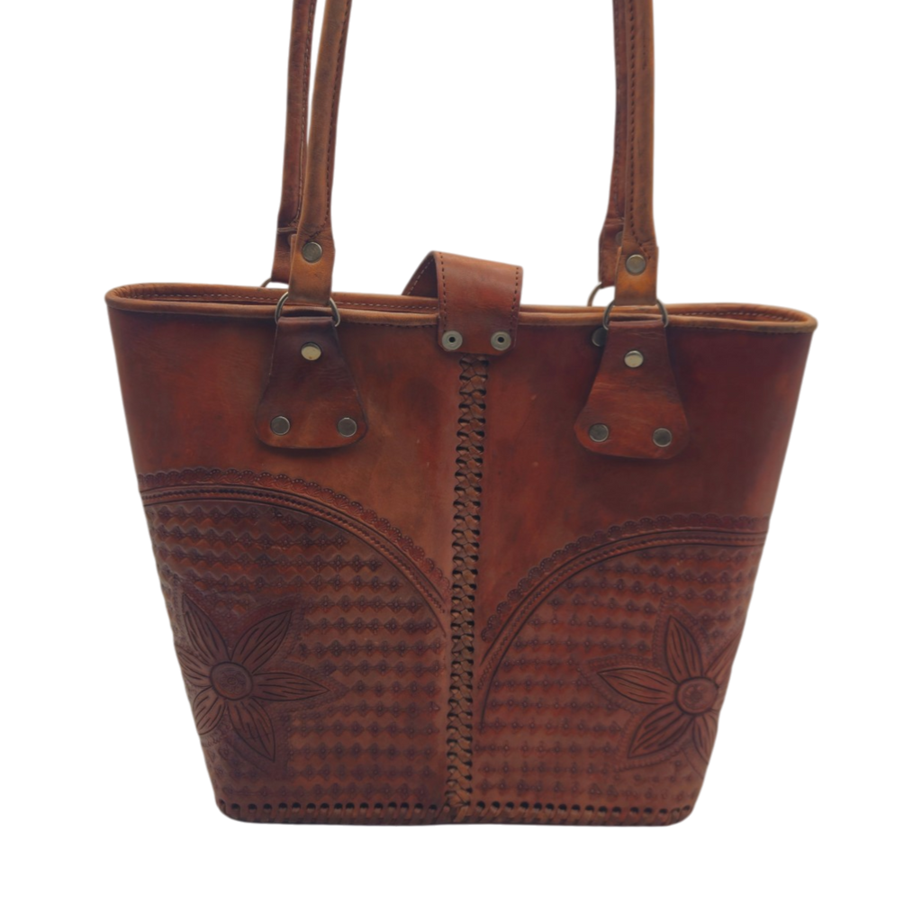 Cincelada Leather Tote | Hand Tooled Mexican Butterfly Bag