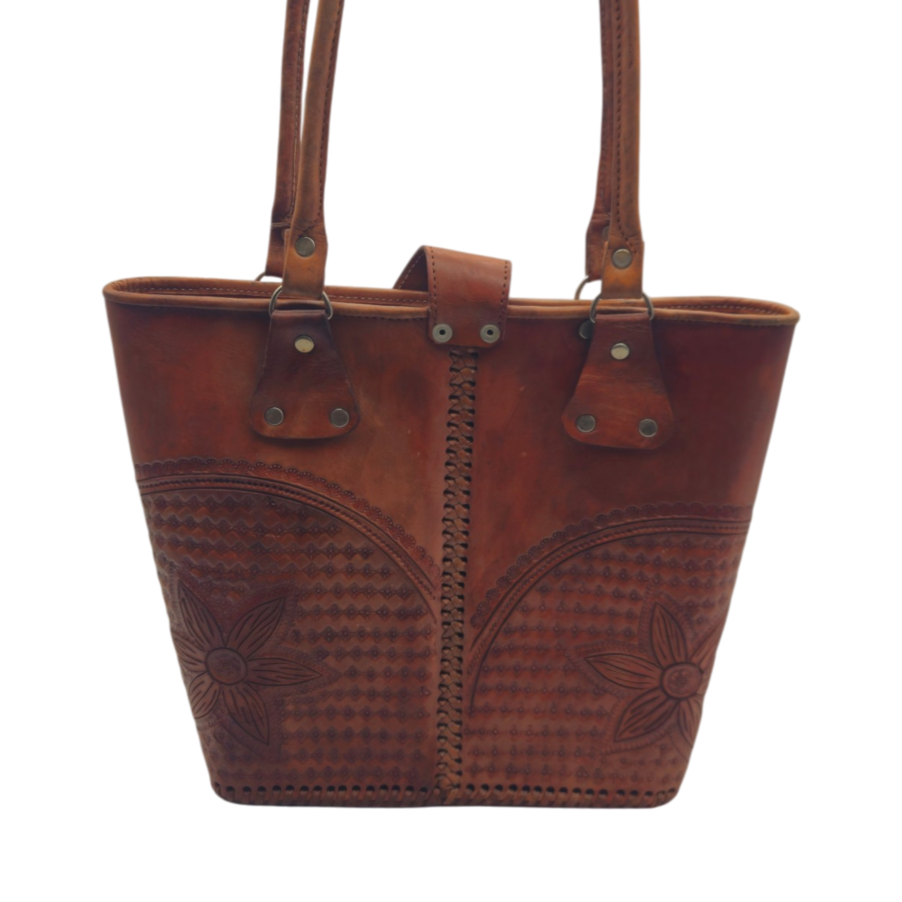 Cincelada Leather Tote | Hand Tooled Mexican Butterfly Bag
