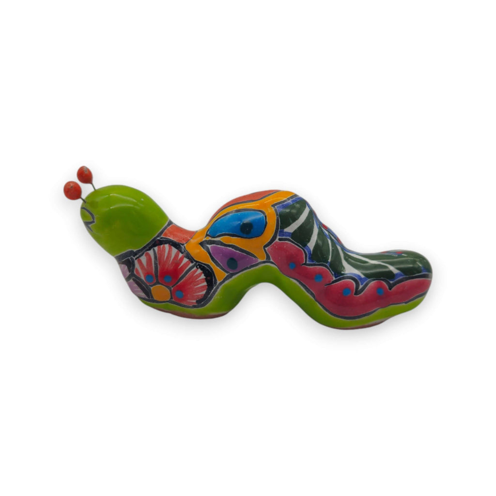 Colorful Talavera Caterpillar | Mexican Ceramic Figurine