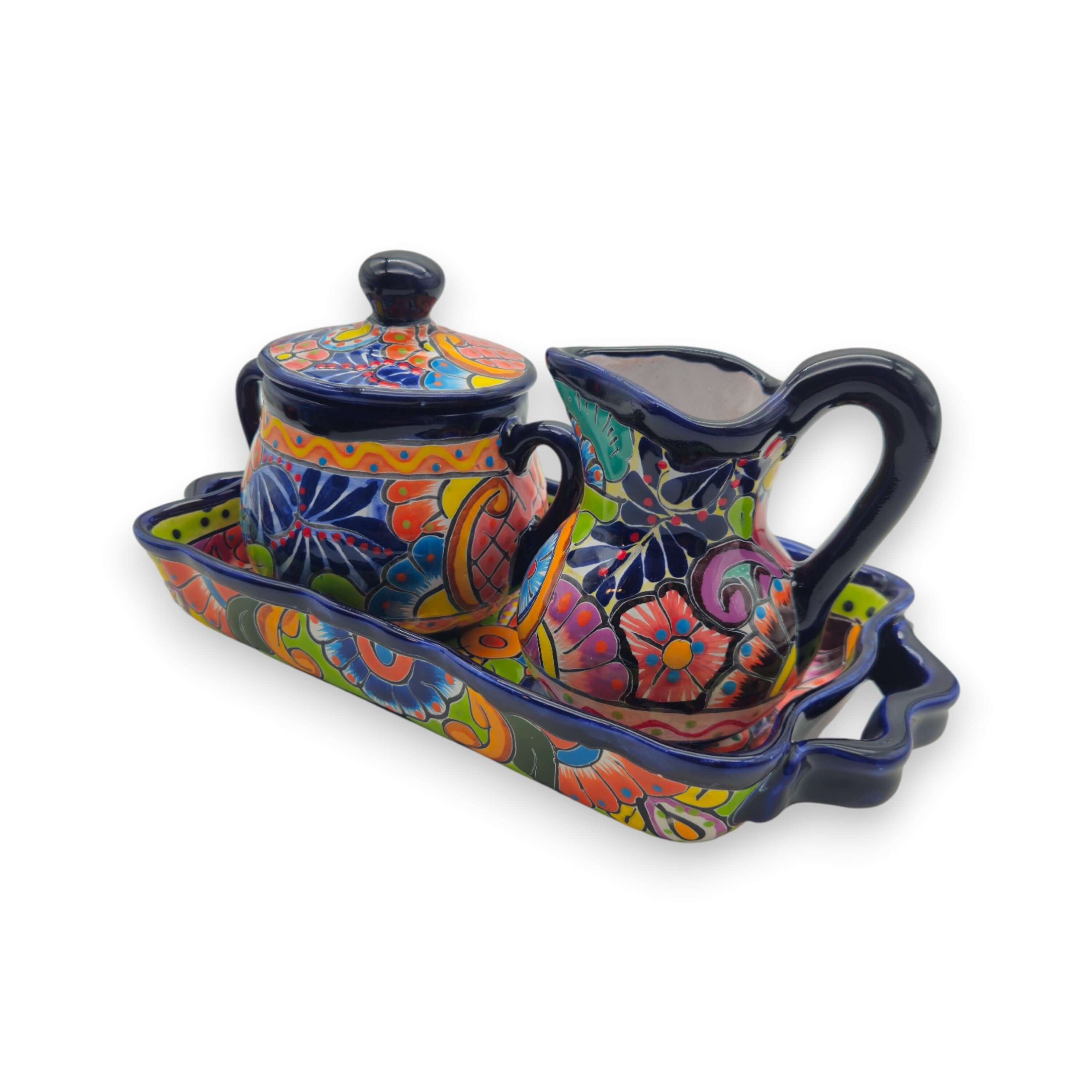 Colorful Talavera Coffee Serving Set | Handmade 3-Piece Set
