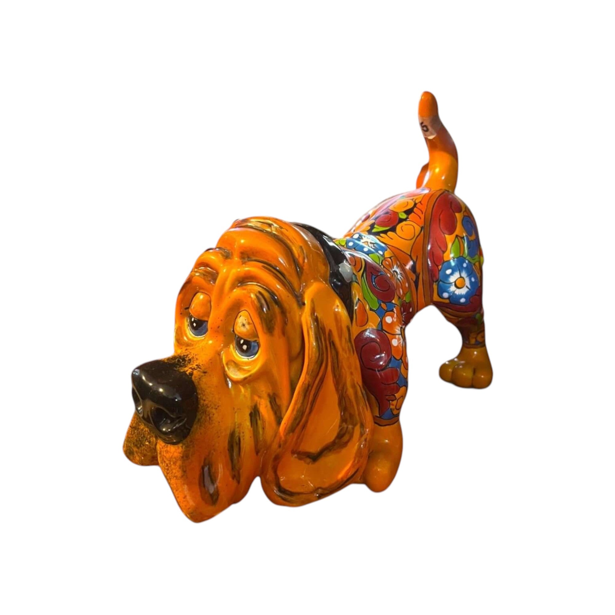 Talavera Hound Dog Statue | Vibrant Mexican Ceramic Art