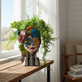 Colorful Talavera Skull Planter | Hand-Painted Ceramic Pot
