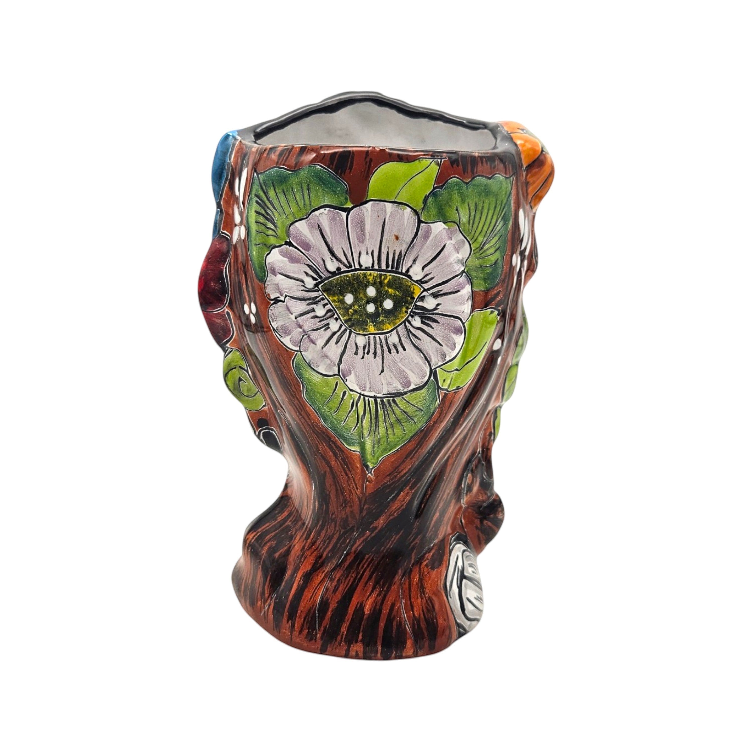 Colorful Talavera Skull Planter | Hand-Painted Ceramic Pot