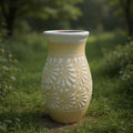 Cream & White Talavera Vase | Handmade Floral Pottery