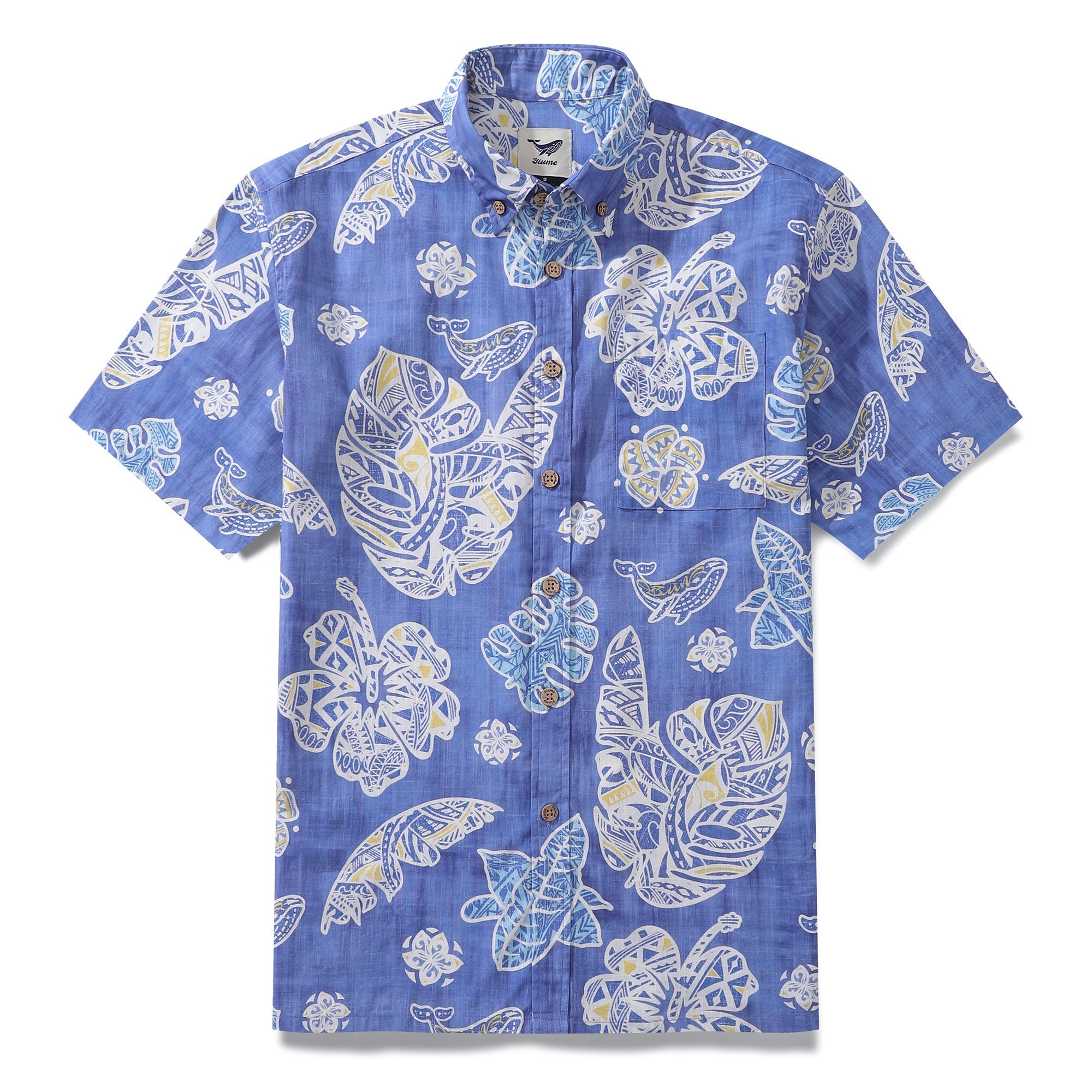 Men's Hawaiian Shirt Native Hawaiian Plants Cotton Button-down Short Sleeve Aloha Shirt By Sun