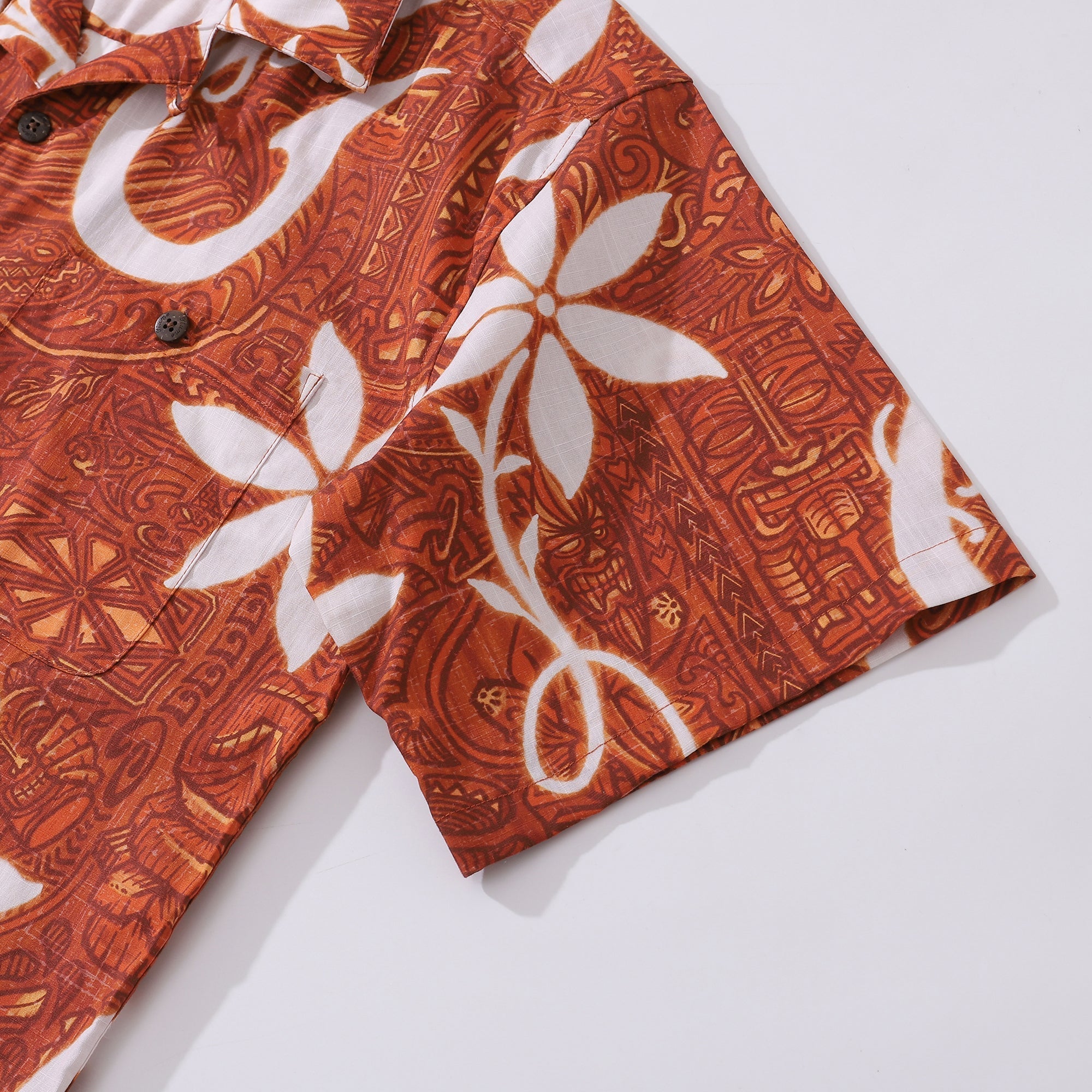 Red Hawaiian Shirt For Men Tiki Hawaii Shirt Camp Collar 100% Cotton Shirt By Sun