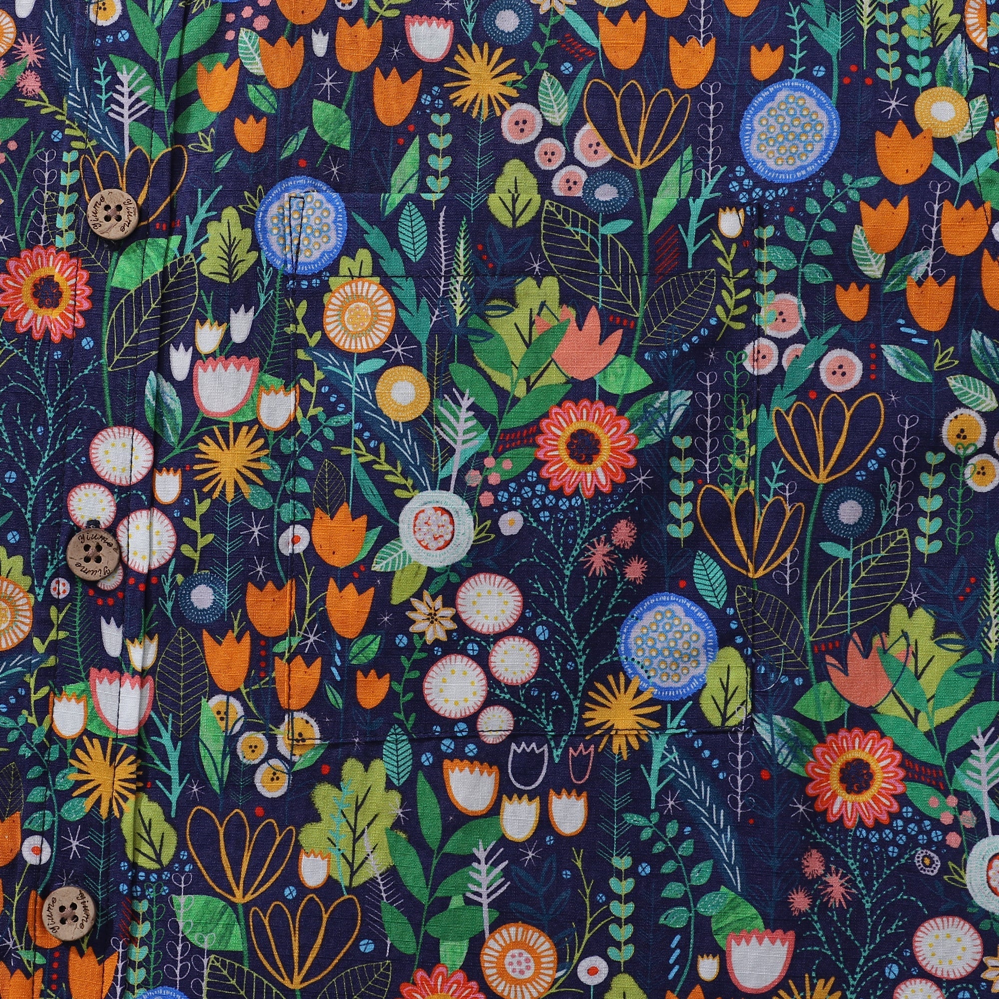 Floral Hawaiian Shirt For Men Button-down Short Sleeve 100% Cotton Shirt By Rachel Parker