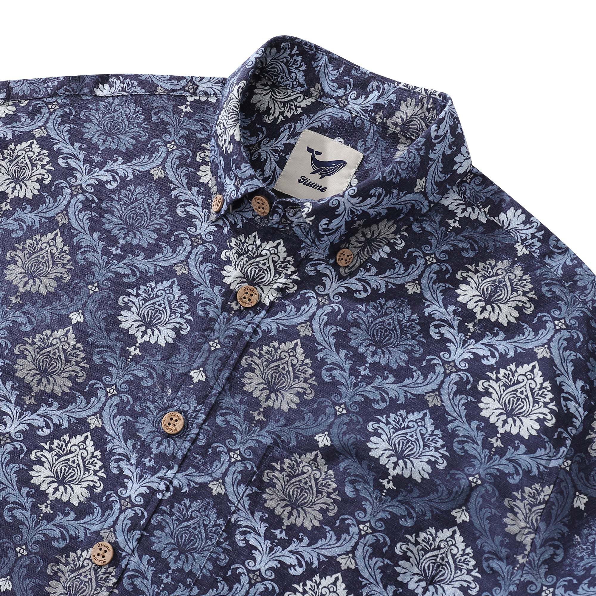 Men's Hawaiian Shirt Budapest Cotton Button-down Long Sleeve Aloha Shirt By Sherry