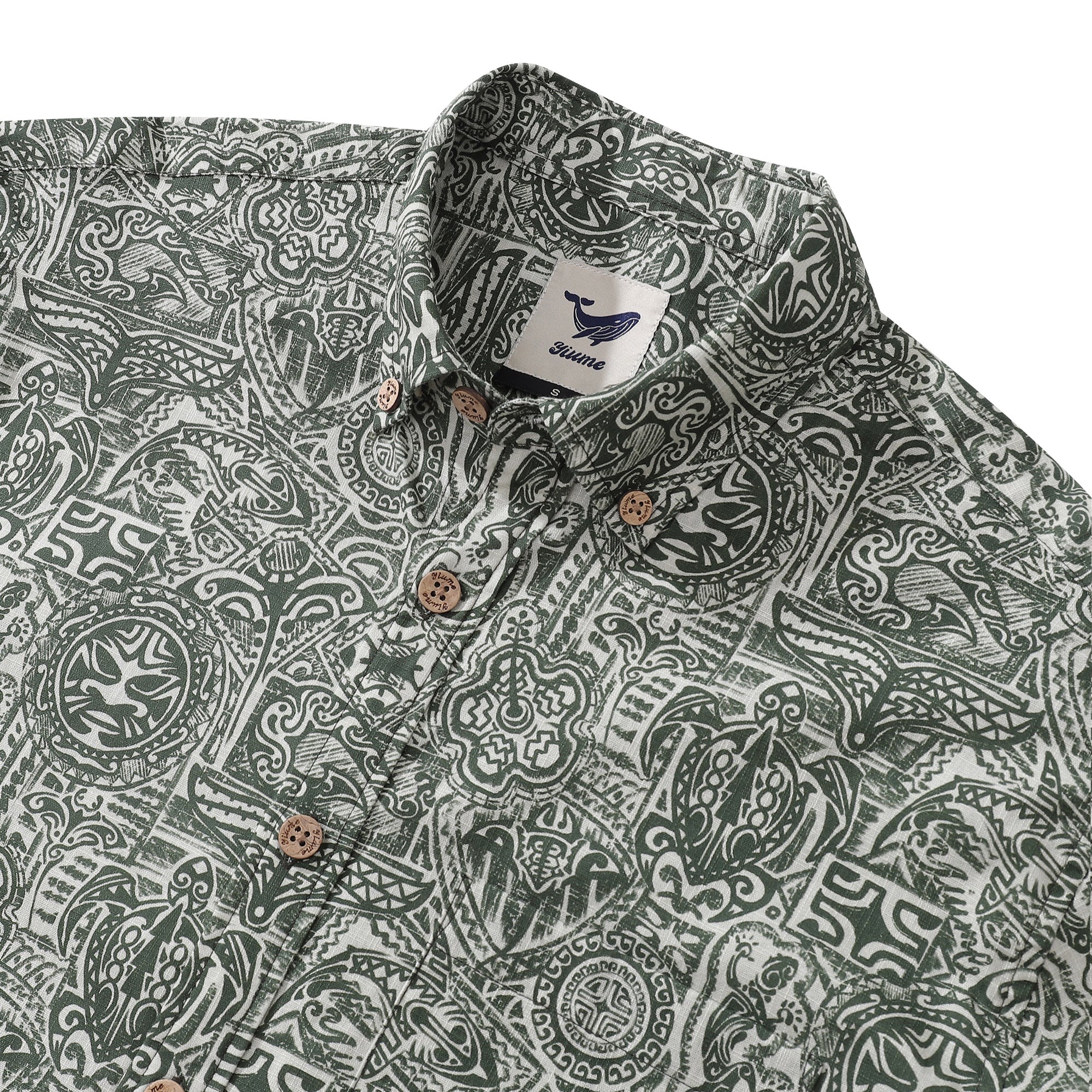 Long Sleeve Hawaiian Shirt For Men Guardian Totem Cotton Button-down Aloha Shirt By Sun