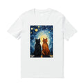 Hawaiian Tee For Men Cats In Love Van Gogh Tee Crew Neck 100% Cotton - WHITE By Shawn