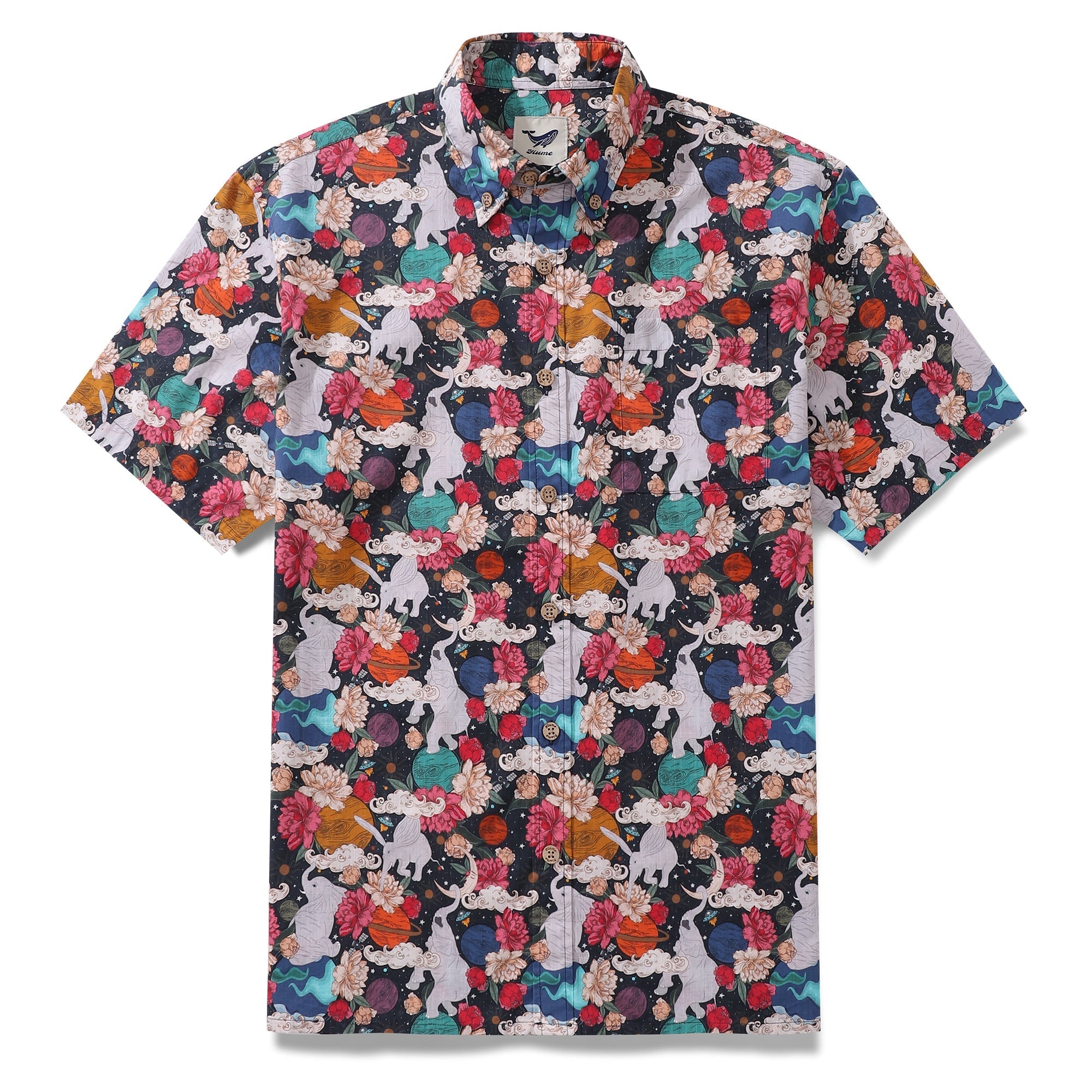 Men's Earth Day Hawaiian Shirt Surrealist Space Cotton Button-down Short Sleeve Aloha Shirt By Pallavi Chaudhary