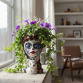 Day of the Dead Lady & Bunny Planter | Hand-Painted Talavera Pot