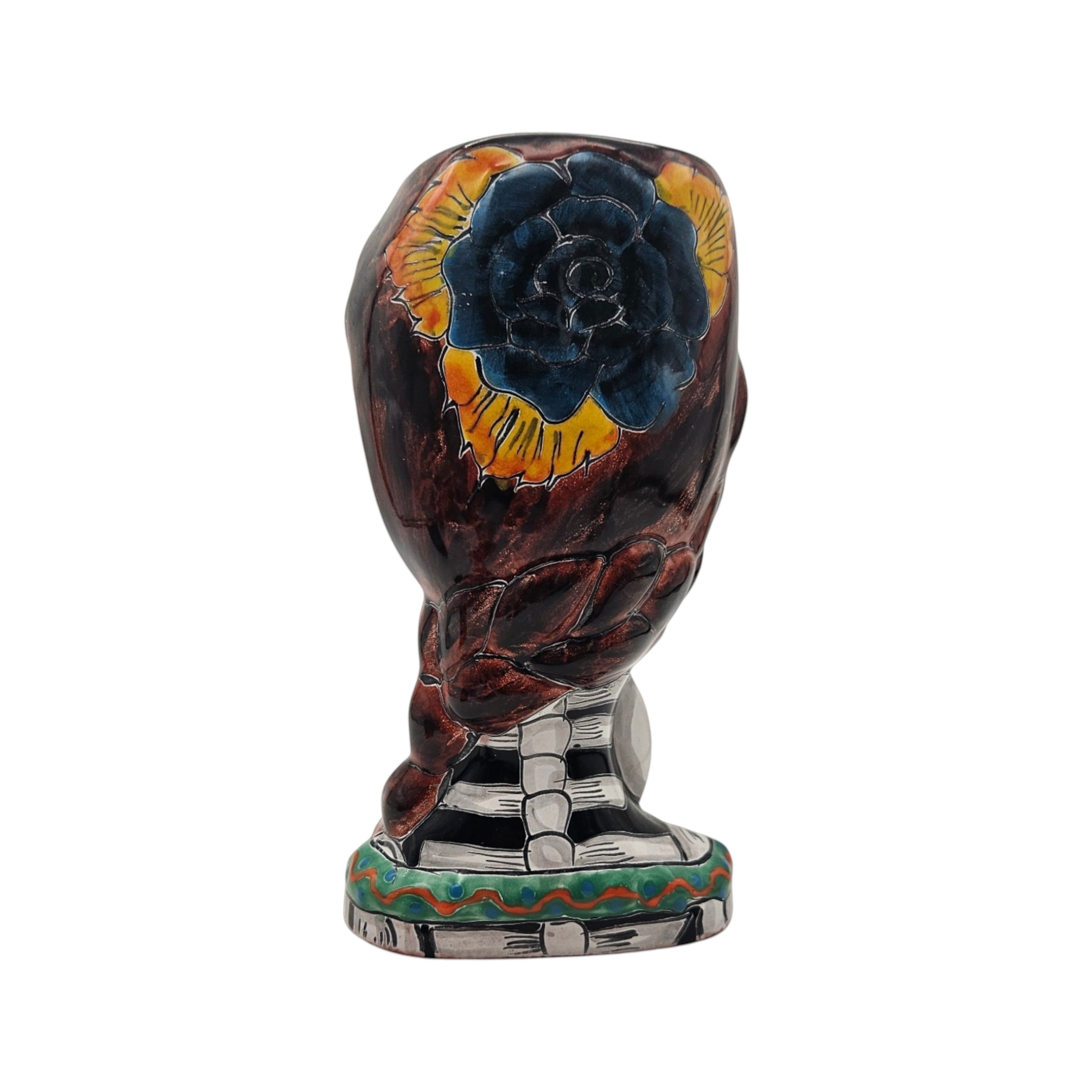 Day of the Dead Lady & Bunny Planter | Hand-Painted Talavera Pot