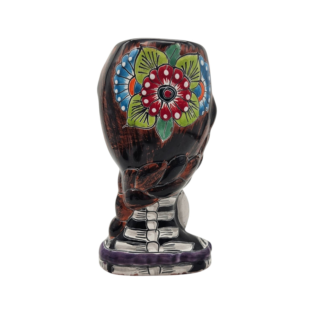 Day of the Dead Lady & Bunny Planter | Hand-Painted Talavera Pot