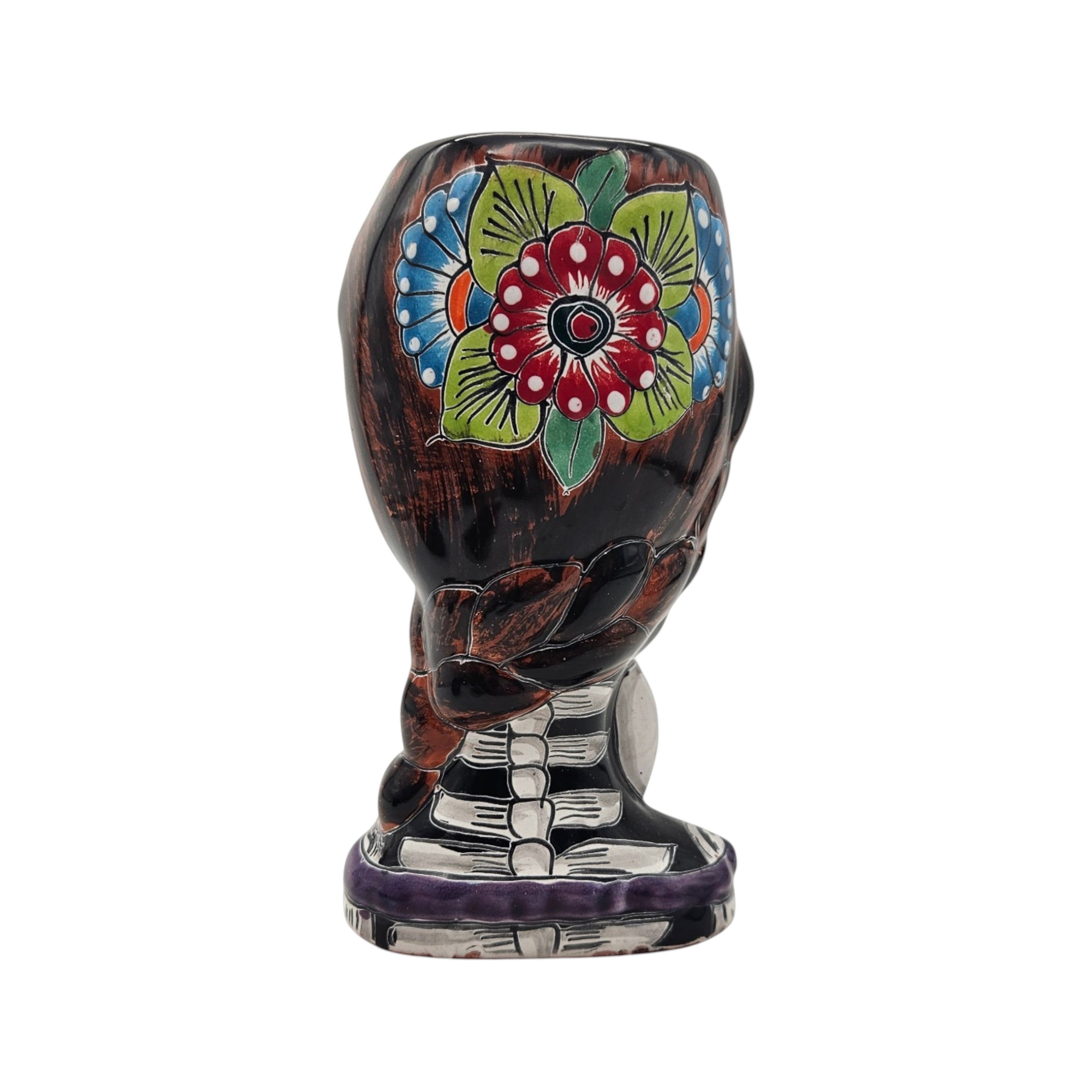 Day of the Dead Lady & Bunny Planter | Hand-Painted Talavera Pot