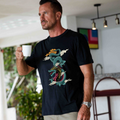 Hawaiian Tee For Men Dragon Soars Tee Crew Neck 100% Cotton - BLACK By Shawn