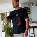 Hawaiian Tee For Men Happy Cats Tee Crew Neck 100% Cotton - BLACK By Shawn