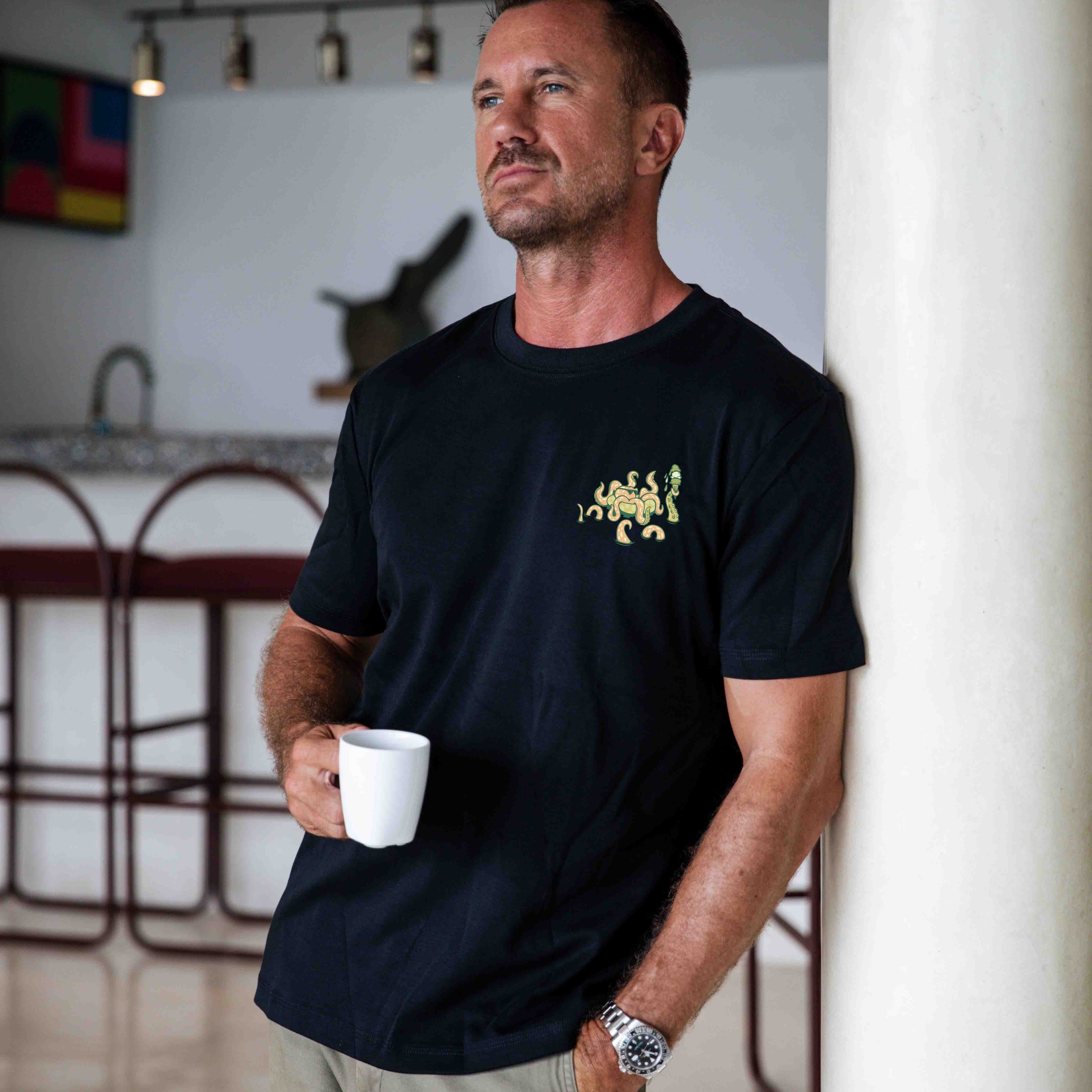 Hawaiian Tee For Men Taking the day off By Loindaflow Tee Crew Neck 100% Cotton - BLACK By Laihha Organna
