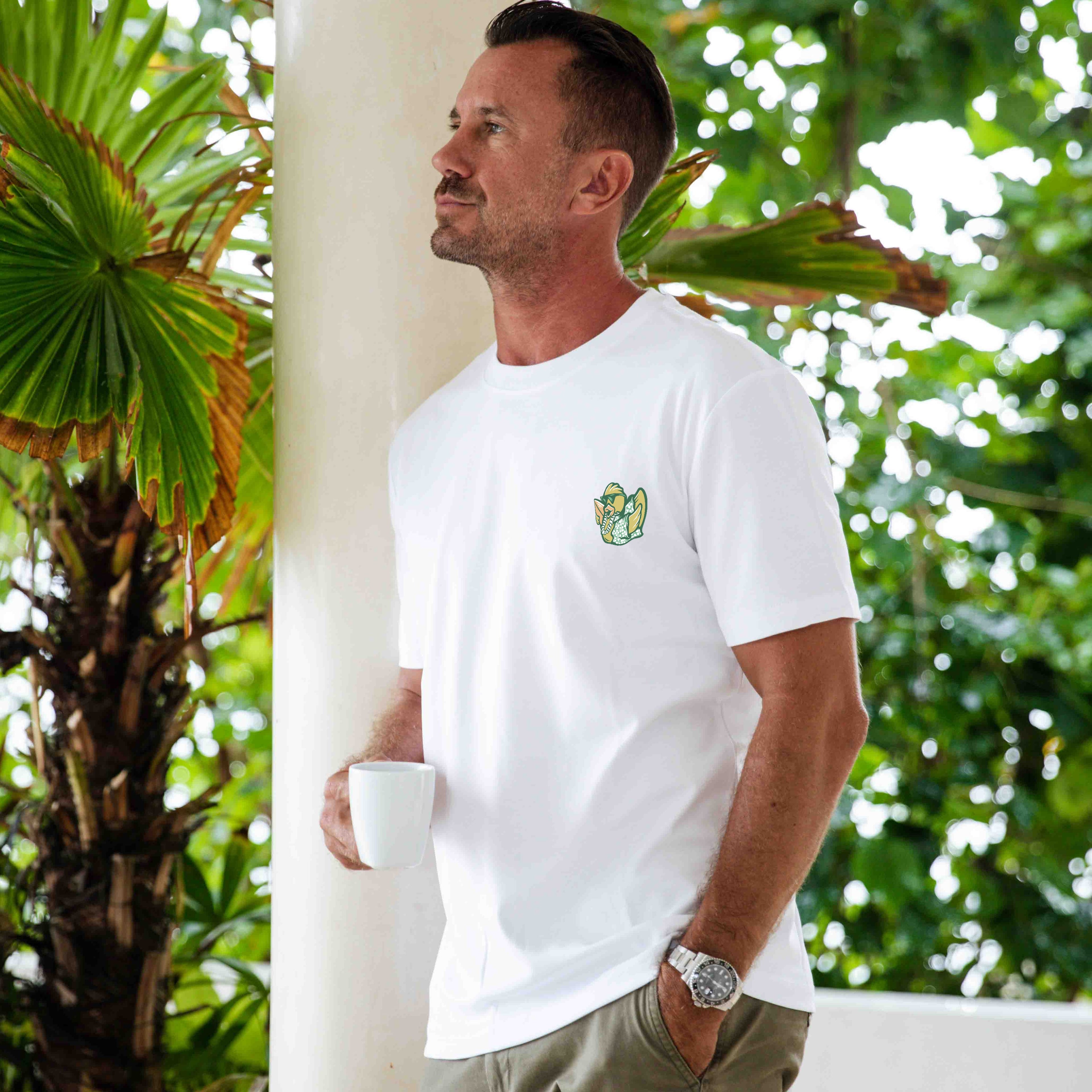 Hawaiian Tee For Men Takin It Slow By Loindaflow Tee Crew Neck 100% Cotton - WHITE By Laihha Organna