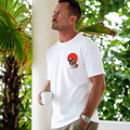 Hawaiian Tee For Men Yakuza Pug Tee Crew Neck 100% Cotton - WHITE By Shawn