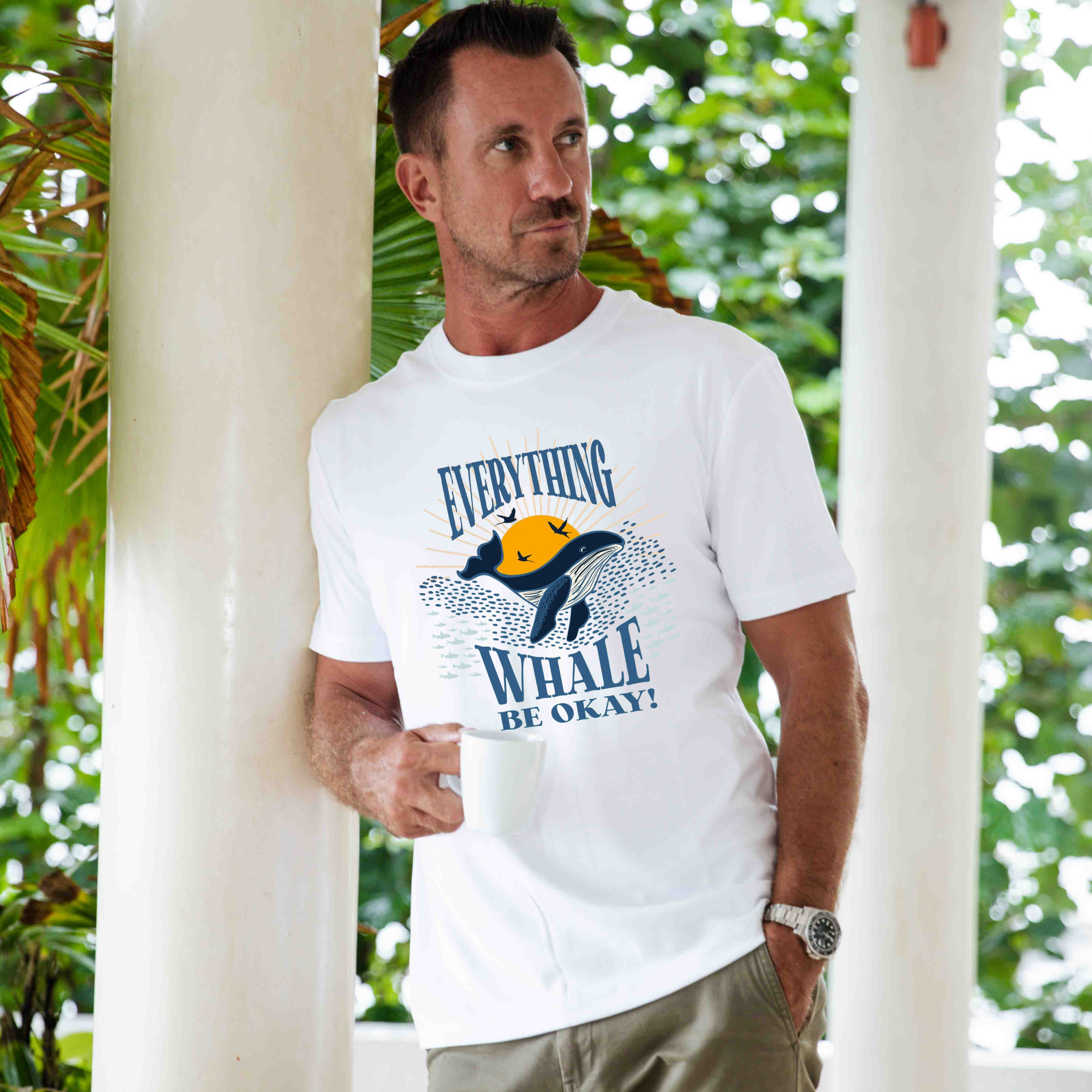 Hawaiian Tee For Men Sunset Whale Chorus Tee Crew Neck 100% Cotton By Shawn