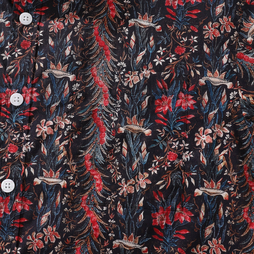 Men's Hawaiian Shirt The Genus Iris Print Cotton Button-down Short Sleeve Aloha Shirt By Amy