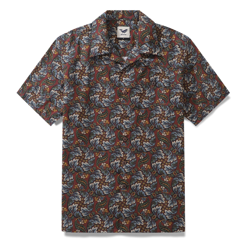 Vintage Hawaiian Shirt For Men Vibrant Cycle Morris Shirt Camp Collar 100% Cotton By Cigar