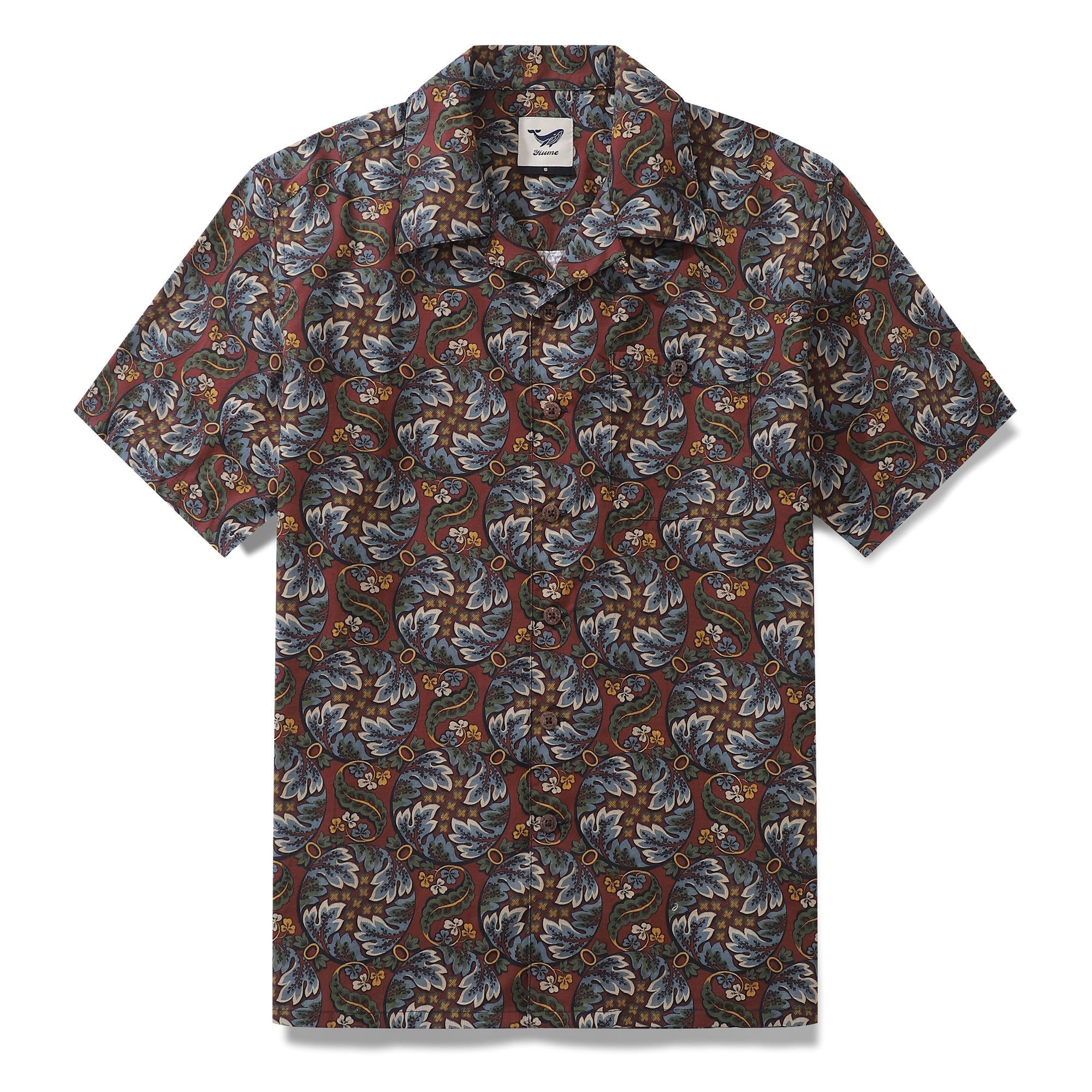 Vintage Hawaiian Shirt For Men Vibrant Cycle Morris Shirt Camp Collar 100% Cotton By Cigar
